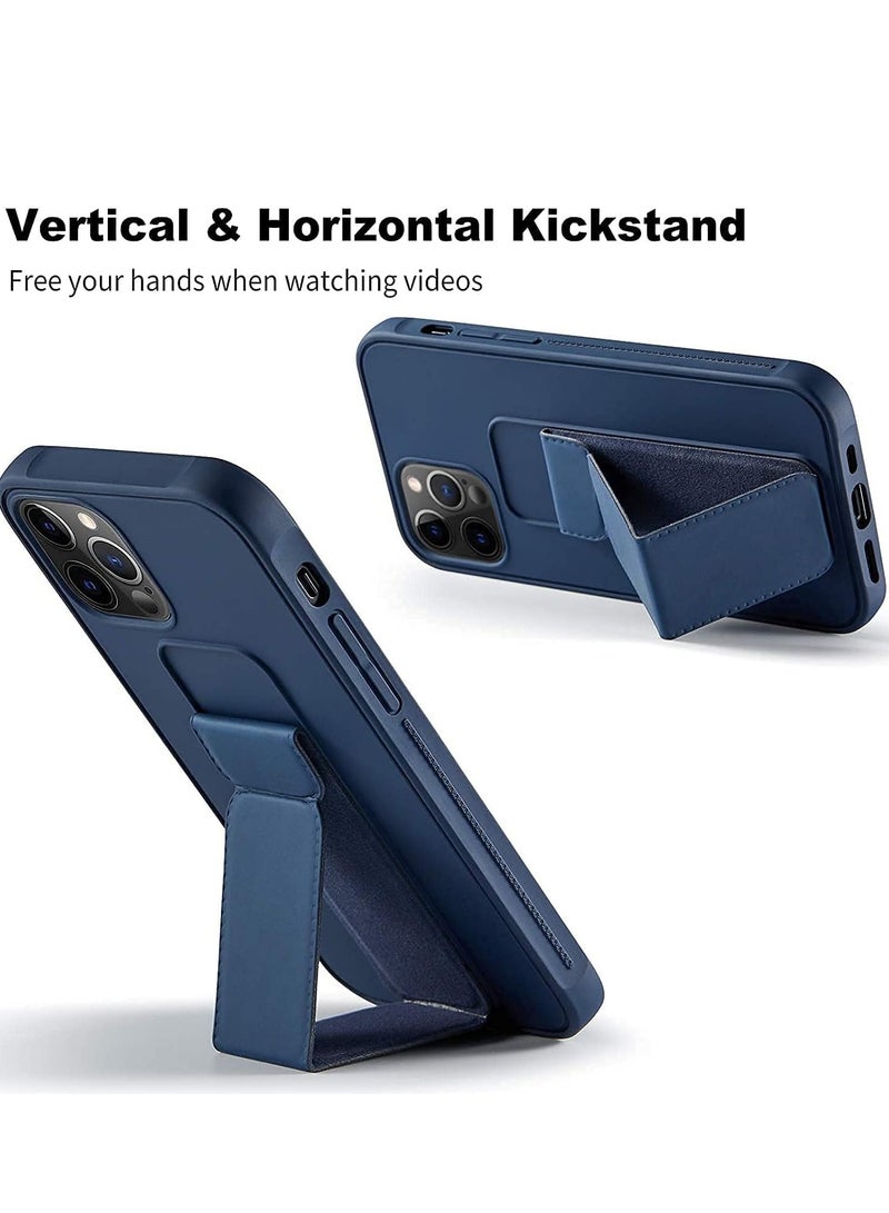 Denx Protective Cover with Back Strap Grip Stand for iPhone 13 Pro Max Dark Blue - Image 2