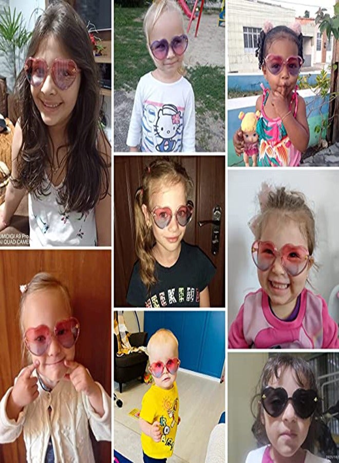 Heart-Shaped Sunglasses for Kids Stylish Bee Frame for Toddlers Ages 2-10 UV400 Protection, Colorful Gradient Lens Jelly Frame Sunglasses - Image 2