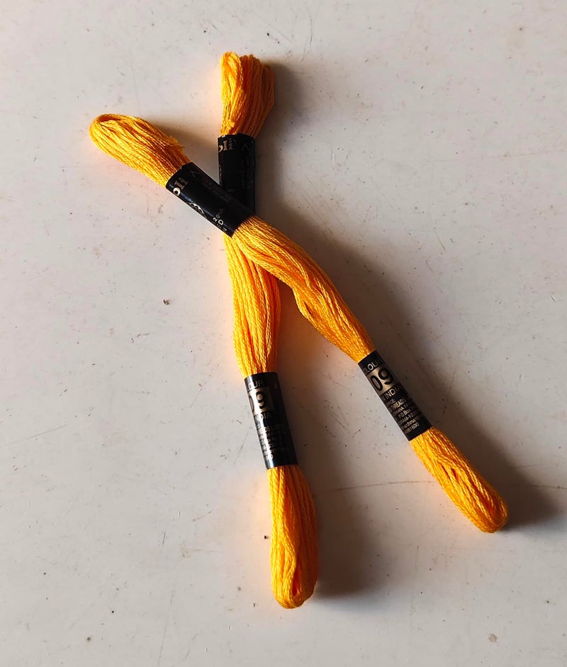 Cotton Cross Stitch Hand Embroidery Thread Floss Skeins 4809 Sandal Yellow 2Pcs - Image 3
