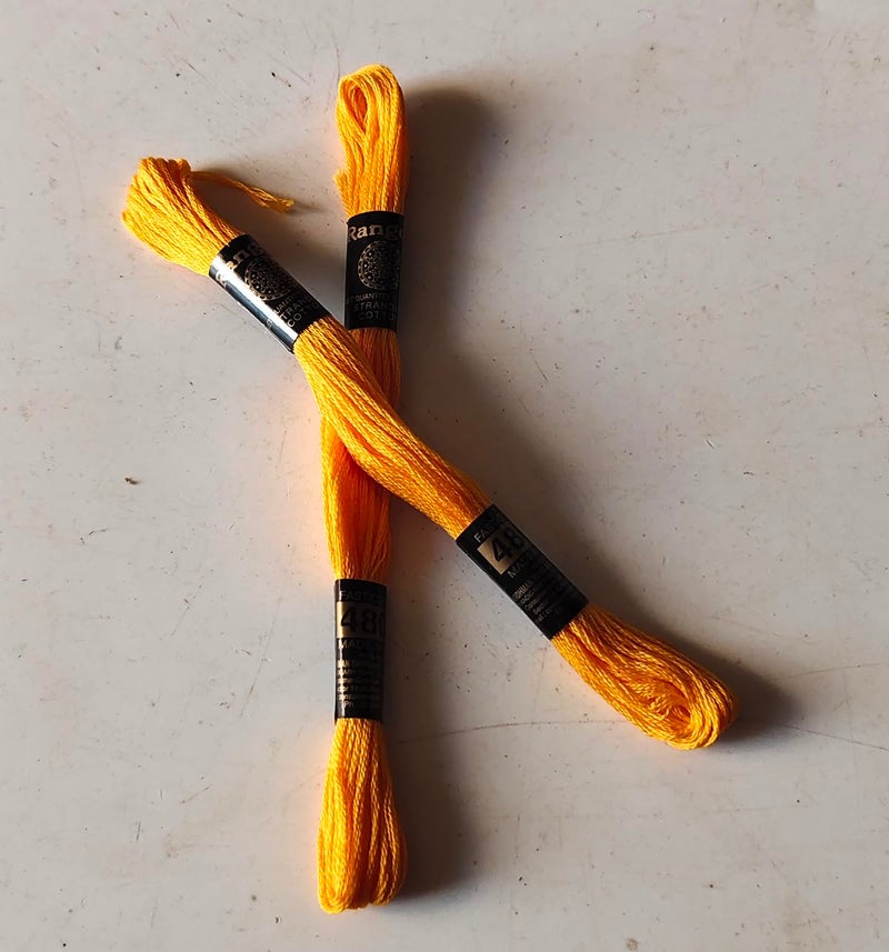 Cotton Cross Stitch Hand Embroidery Thread Floss Skeins 4809 Sandal Yellow 2Pcs - Image 2