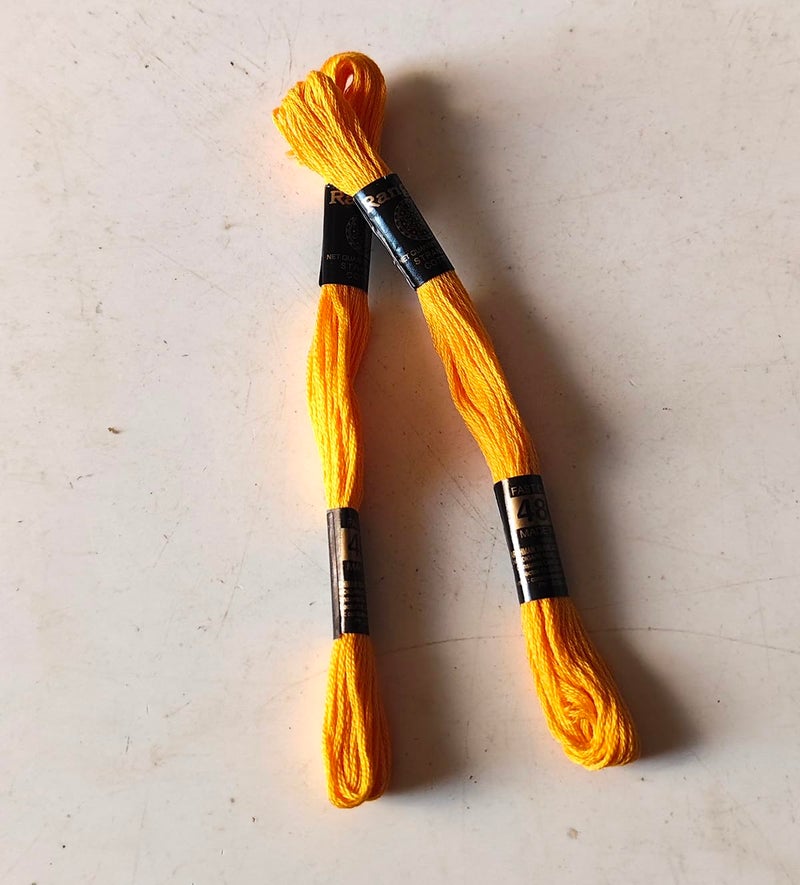 Cotton Cross Stitch Hand Embroidery Thread Floss Skeins 4809 Sandal Yellow 2Pcs - Image 1