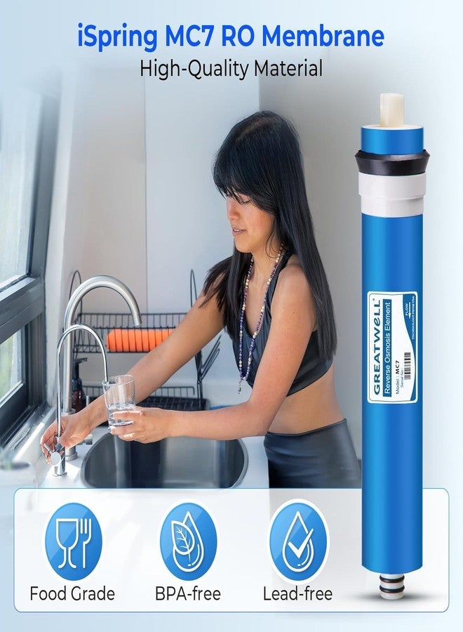 آي سبرينج مجموعة خراطيش فلتر المياه البديلة iSpring F7KU75 المعتمدة من NSF والمخصصة لأحواض الغسيل، لأنظمة ترشيح المياه بنظام التناضح العكسي الغشائي RO ذي السبع مراحل، بسعة 75 جالونًا في اليوم، مع فلتر معدني قلوي ومصباح الأشعة فوق البنفسجية - Image 5