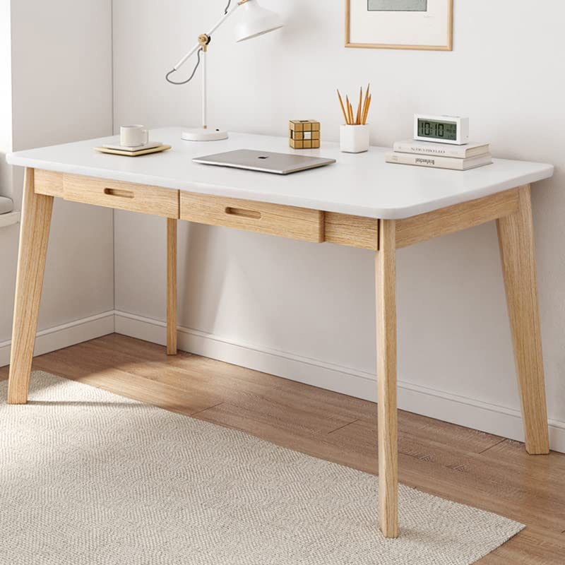 IOTXY Solid Wood Writing Desk - Home Office Workbench Desk with Drawer, 47.24" Width Laptop Computer Work Study Table - Image 1