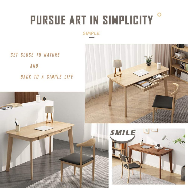 IOTXY Solid Wood Writing Desk - Home Office Workbench Desk with Drawer, 47.24" Width Laptop Computer Work Study Table - Image 3