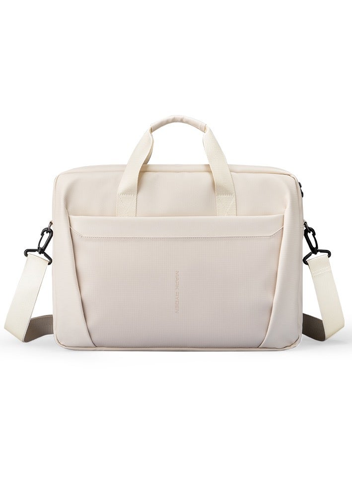 مارك رايدن MR-616X البيج الفاتح حقيبة لابتوب 14.8 بوصة من سلسلة Digital، حقيبة يد نحيفة للعمل والسفر من قماش أوكسفورد المقاوم للماء، متعددة الجيوب مع حزام كتف وحزام تثبيت على شنطة السفر - Image 1