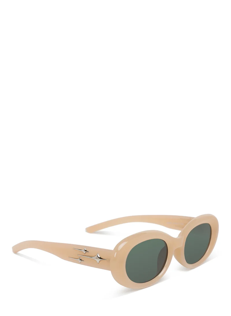 London Rag Metallic Stars Oval Sunglasses in Skin