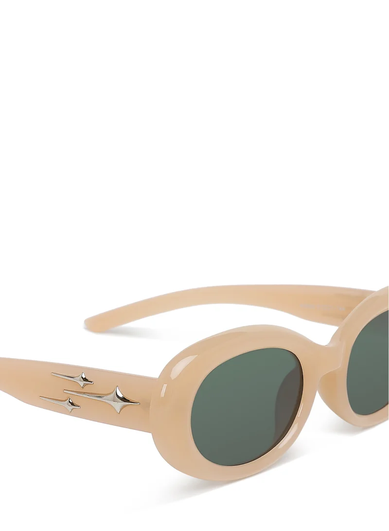 London Rag Metallic Stars Oval Sunglasses in Skin