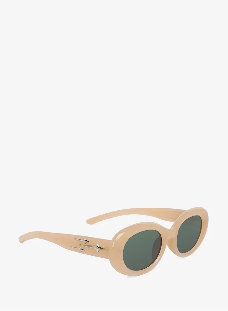 London Rag Metallic Stars Oval Sunglasses in Skin