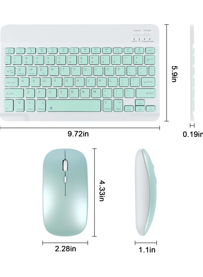Bluetooth Keyboard and Mouse Combo Ultra-Slim Portable Rechargeable Compact Wireless Mouse Keyboard Set for Pad/iPad Pro/iPad Mini/iPad Air Mac OS,Android green  - Image 2
