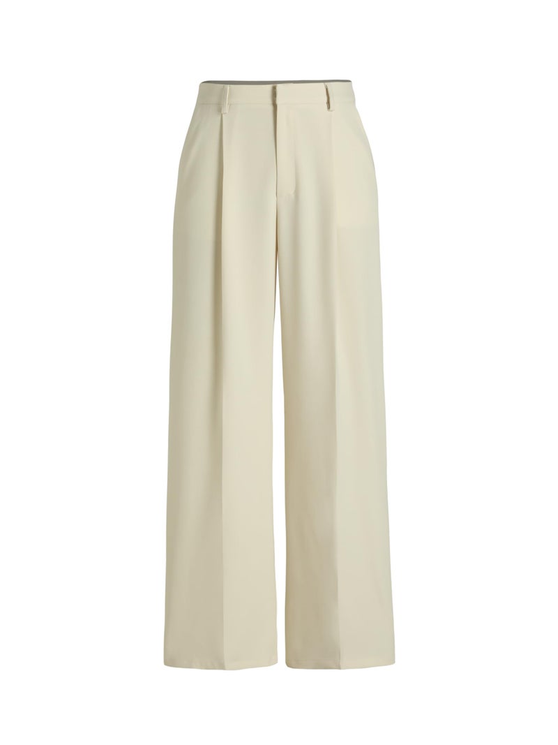CIDER High Waist Pleated Wide Leg Pants A-Beige - Image 1
