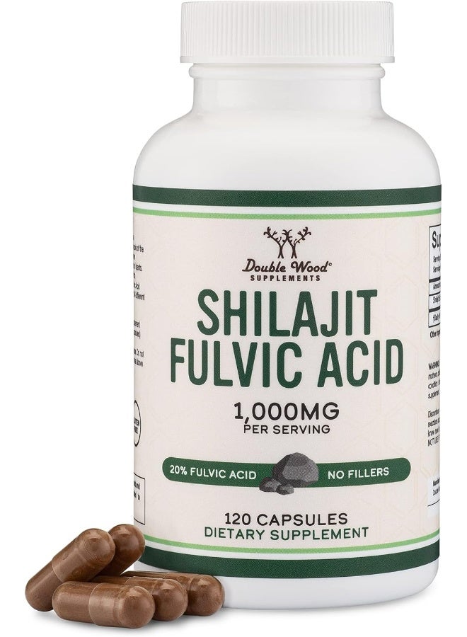 Double Wood Supplements Shilajit Resin Capsules (20% Fulvic Acid Supplement) 1,000mg per Serving, 120 Count (No Fillers, Manufactured in The USA) by Double Wood Supplements - Image 1