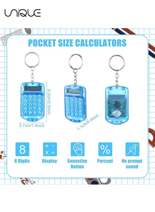 Unique 6 Pcs Mini Keychain Calculator for Kids Pocket Calculator Key Ring Tiny Clear Flip Small Portable Calculator 8 Digit Electronic Cute Basic Calculator Keychain for Students  - Image 2