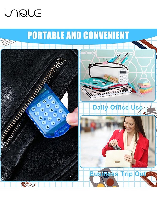 Unique 6 Pcs Mini Keychain Calculator for Kids Pocket Calculator Key Ring Tiny Clear Flip Small Portable Calculator 8 Digit Electronic Cute Basic Calculator Keychain for Students  - Image 4