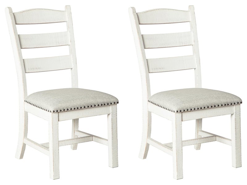 Signature Design by Ashley Valebeck Vintage Farmhouse Cushioned Dining Chair 2 Count Whitewash