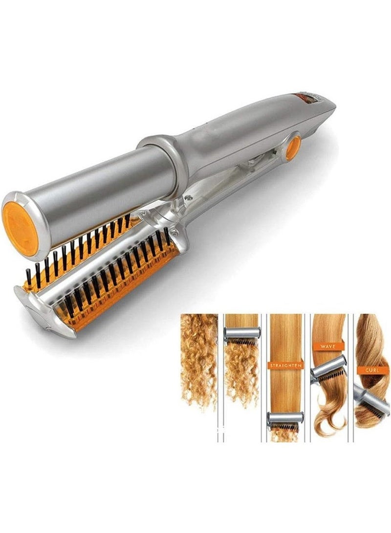 إنستايلر مكواة فرد وتمويج وتجعيد الشعر 2 في 1 بشاشة LCD دوارة متعددة الوظائف ومزدوجة الاستخدام سريعة التسخين PTC، مكواة فرد الشعر، فرشاة دوارة لتصفيف الشعر - Image 1