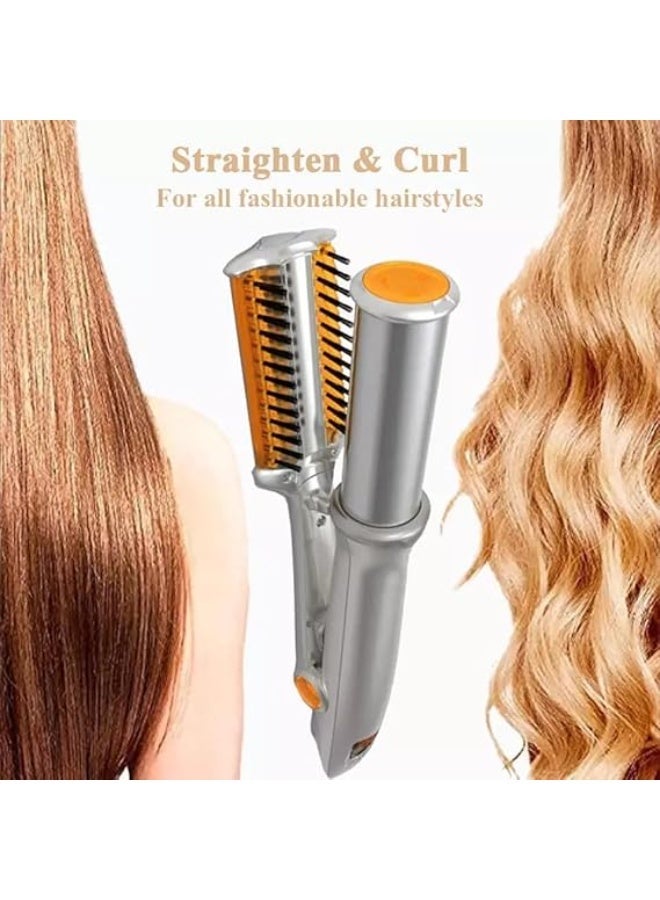 إنستايلر مكواة فرد وتمويج وتجعيد الشعر 2 في 1 بشاشة LCD دوارة متعددة الوظائف ومزدوجة الاستخدام سريعة التسخين PTC، مكواة فرد الشعر، فرشاة دوارة لتصفيف الشعر - Image 2