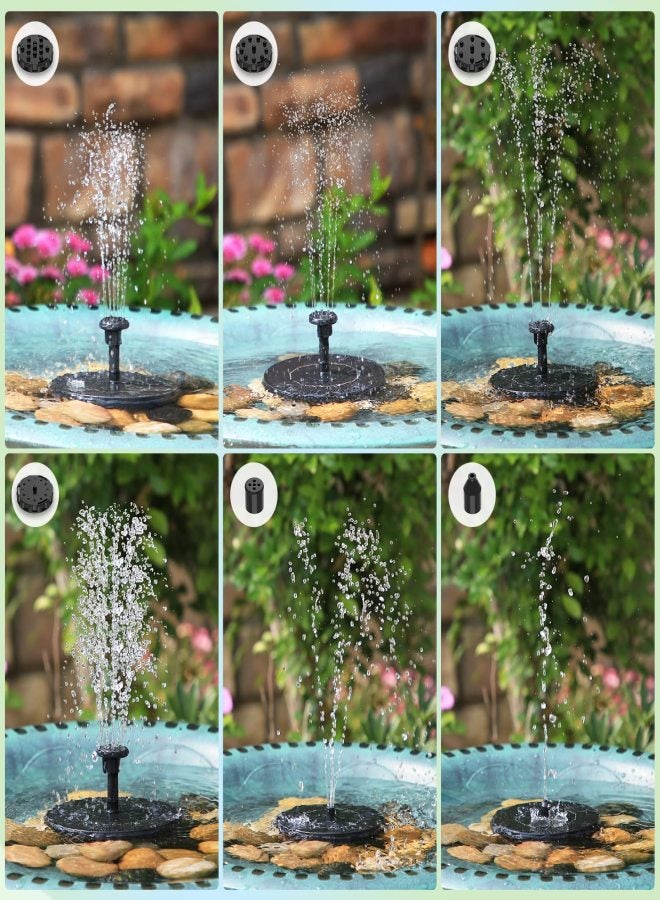 Solar Fountain Pump for Bird Bath Upgrade, Solar Bird Bath Fountain with 6 Nozzles, Solar Floating Powered Water Fountain Pump for Garden, Ponds, Pool, Fish Tank, Aquarium and Outdoor - Image 3