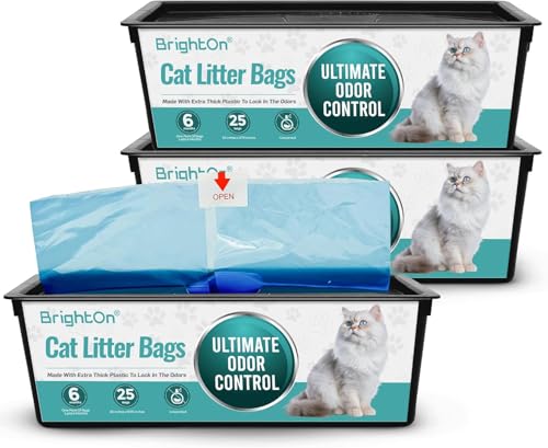 BrightOn 75 Bags Litter Bag Refill Bags for Genie Easy Roll Litter Bin Ultimate Odor ControlUnscented 75 Bags 3 Dispensers - Image 1