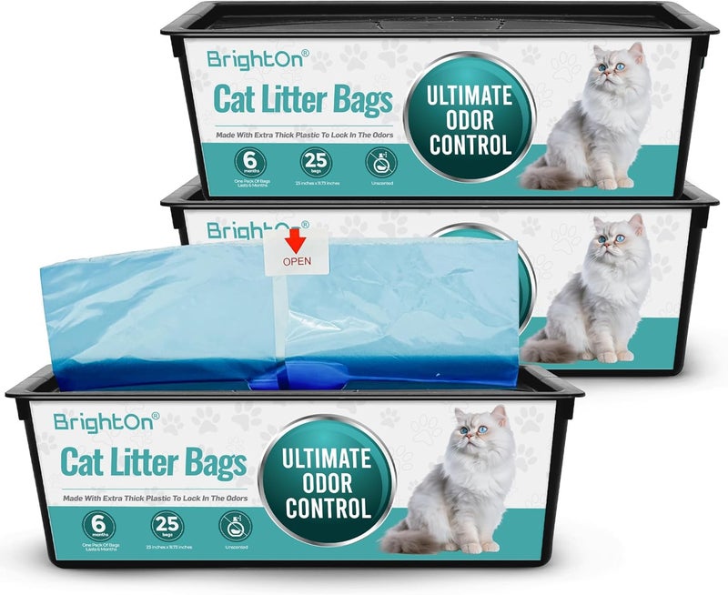 BrightOn 75 Bags Litter Bag Refill Bags for Genie Easy Roll Litter Bin Ultimate Odor ControlUnscented 75 Bags 3 Dispensers - Image 2