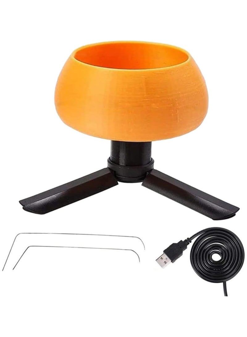 KASTWAVE Electric Bead Spinner, Adjustable Speed Beading Bowl Spinner Kit with 2 Beading Needles, Automatic Fast Clay Beads Spinner for DIY Bracelets Necklace Jewelry Making, Orange - Image 1