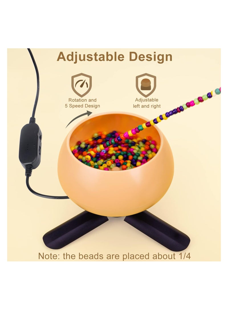 KASTWAVE Electric Bead Spinner, Adjustable Speed Beading Bowl Spinner Kit with 2 Beading Needles, Automatic Fast Clay Beads Spinner for DIY Bracelets Necklace Jewelry Making, Orange - Image 2
