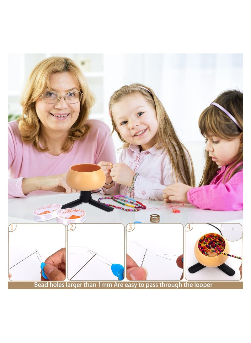 KASTWAVE Electric Bead Spinner, Adjustable Speed Beading Bowl Spinner Kit with 2 Beading Needles, Automatic Fast Clay Beads Spinner for DIY Bracelets Necklace Jewelry Making, Orange - Image 3