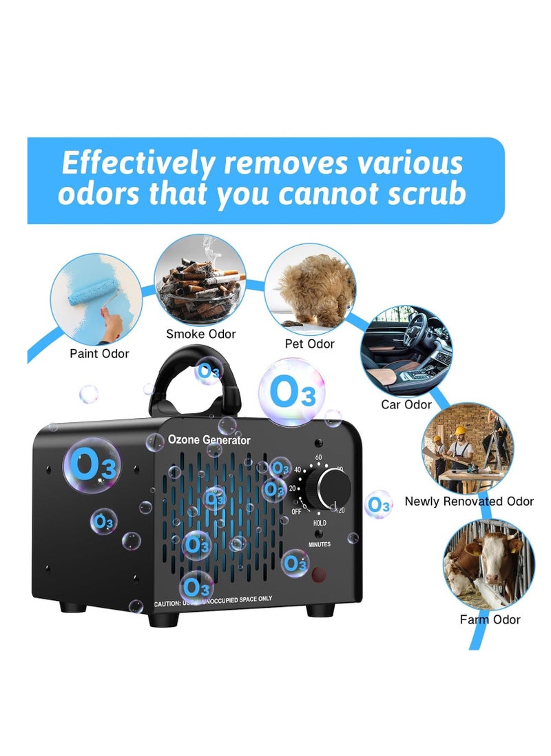آلة الأوزون التجارية، مولد أوزون 15,000 ملغ/ساعة، آلة أوزون عالية السعة لإزالة الروائح، مولد أوزون منزلي للسيارة، الحيوانات الأليفة، المنزل، إلخ، أسود، 1 قطعة - Image 4