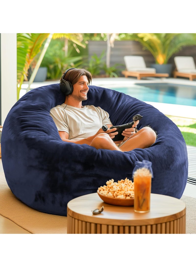 Comfy كيس حبوب كبير مريح من المخمل الأزرق للعب والسرير مع وسادة - Image 1