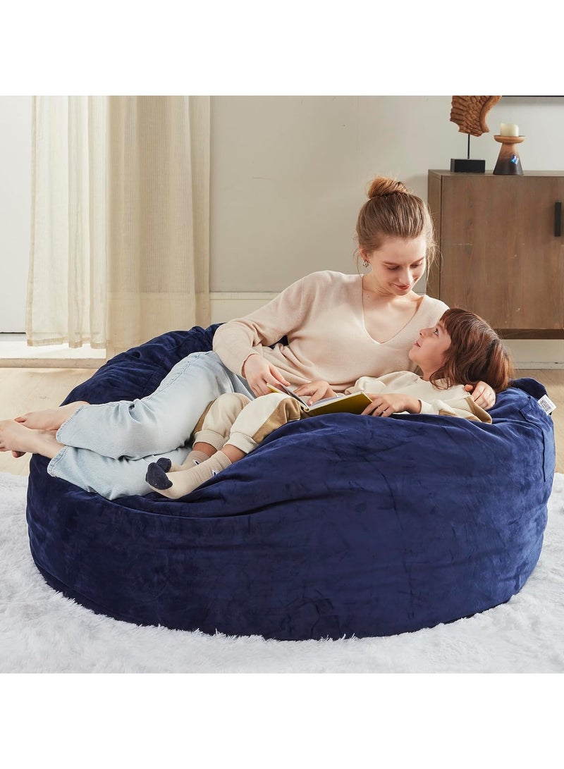 Comfy كيس حبوب كبير مريح من المخمل الأزرق للعب والسرير مع وسادة - Image 2