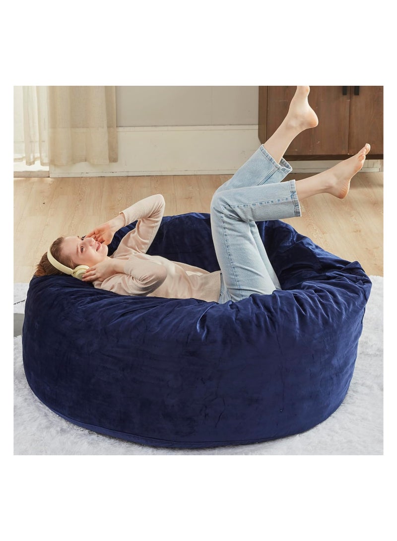 Comfy كيس حبوب كبير مريح من المخمل الأزرق للعب والسرير مع وسادة - Image 3