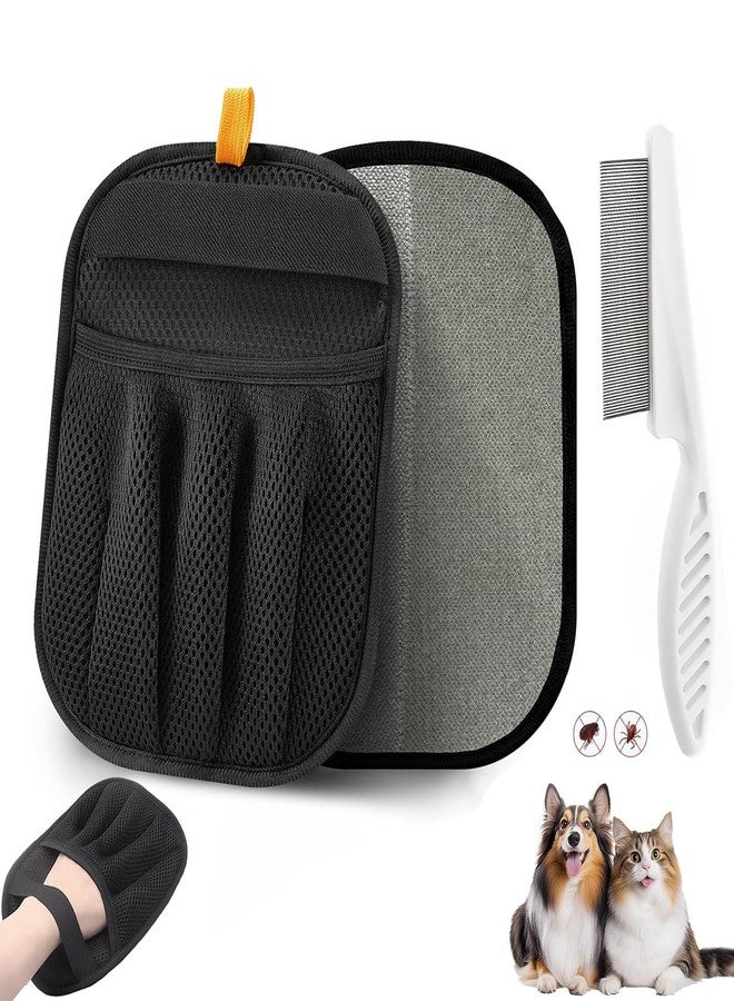 BCNJEPIN Pet Hair Remover Glove, Reusable Pet Hair Remover with Dog Hair Comb Grooming Tool & 2Pcs Self Adhesive Hooks, Efficiently Remove Pet Hair from Sofa Bed Clothes, 4Pcs Dog Hair Removal from Clothes Set - Image 1