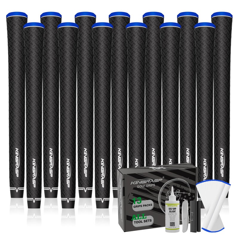 KINGRASP Multi Compound Golf Gripsï¼Œ13 Grips Set,Soft Rubber Golf Clubs Grips, Anti-Slip Ecological Cotton Yarn Thread Technology,Midesize Standard Size,6 Colors Optional (black, Standard) - Image 1