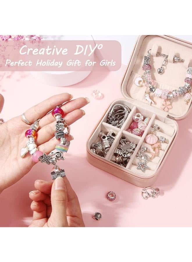 Bracelet Making Kit for Girls, Gift Box Contains 66Pcs of Jewelry Making kit for 5-12 Years Old Girls' Arts and DIY Crafts for Birthday,Ramadan,Eid Gift/Present (PINK) - Image 1
