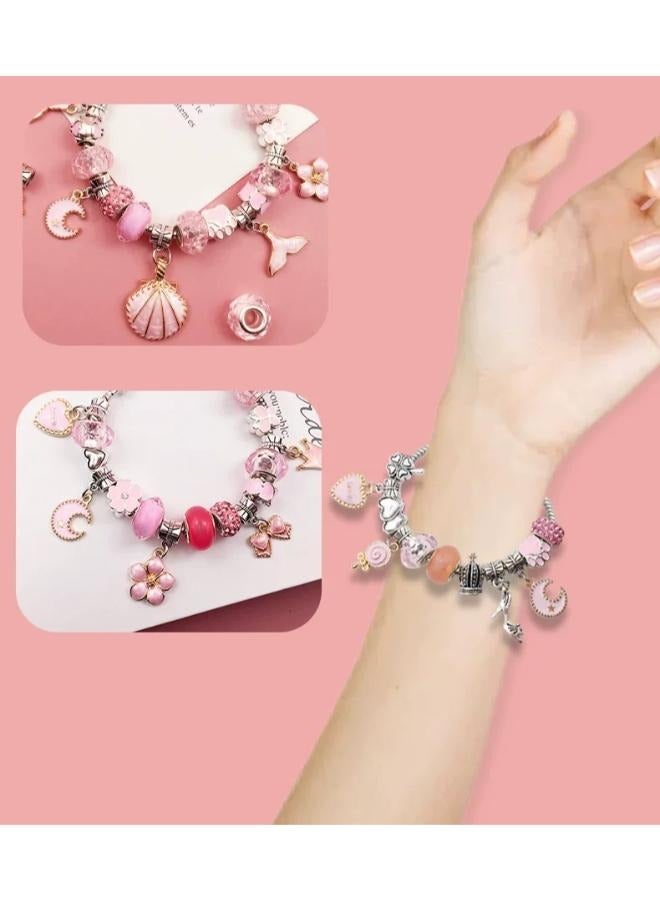 Bracelet Making Kit for Girls, Gift Box Contains 66Pcs of Jewelry Making kit for 5-12 Years Old Girls' Arts and DIY Crafts for Birthday,Ramadan,Eid Gift/Present (PINK) - Image 5