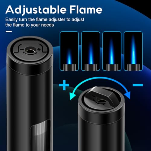 LcFun 2 Pack Torch Lighters Refillable Butane Lighter with Visible Fuel Window, Windproof Adjustable Jet Flame Long Lighters for Candle, Grill, BBQ, Camping, Fireworks (Butane NOT Included) - Image 3