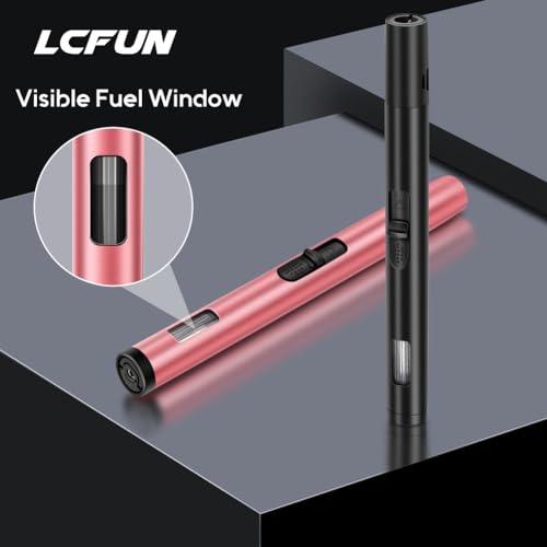 LcFun 2 Pack Torch Lighters Refillable Butane Lighter with Visible Fuel Window, Windproof Adjustable Jet Flame Long Lighters for Candle, Grill, BBQ, Camping, Fireworks (Butane NOT Included) - Image 4