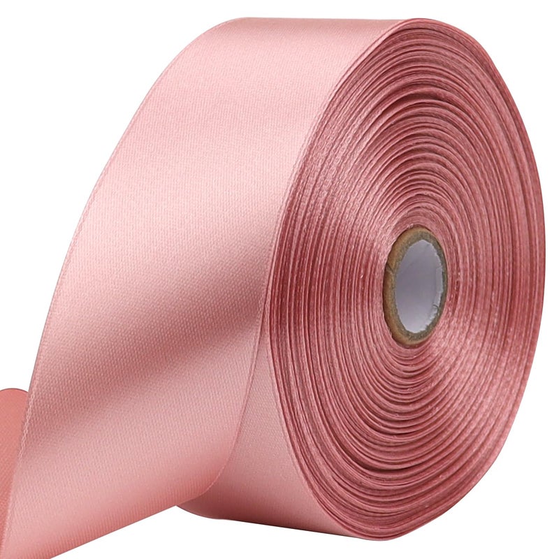 RIUNBB Rose Gold Solid Satin Ribbon 1-1/2 Inch 50 Yards Solid Polyester Fabric Ribbon for Gift Wrapping Wedding Christmas Baby Shower Birthday Party Decoration Handmade Immortal Flower Craft - Image 1