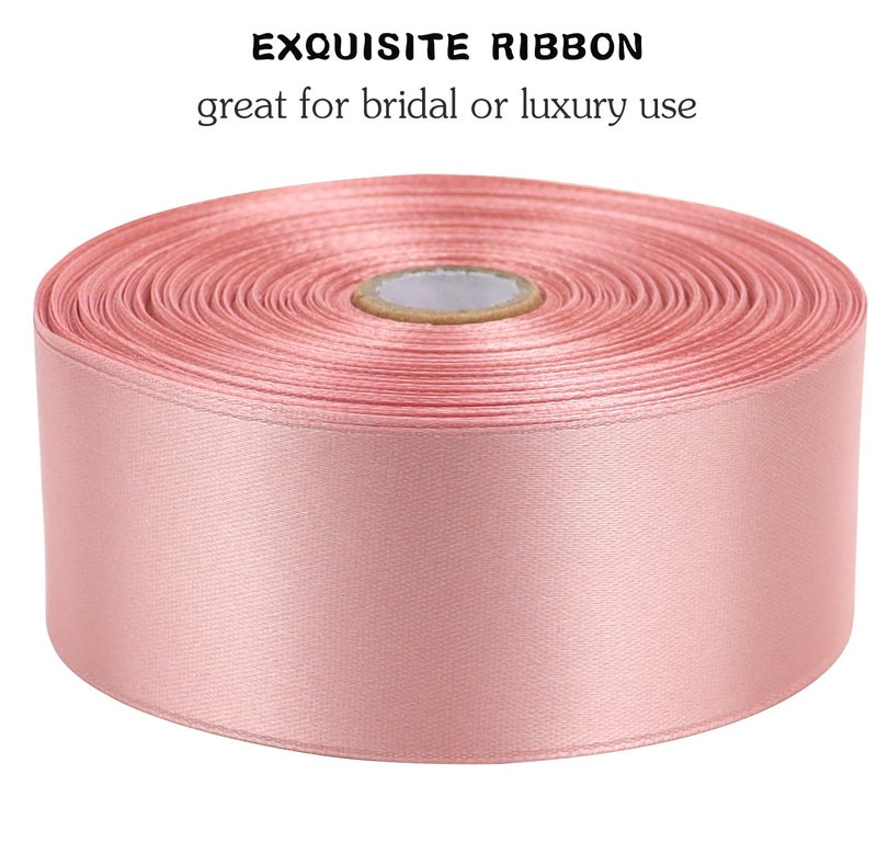 RIUNBB Rose Gold Solid Satin Ribbon 1-1/2 Inch 50 Yards Solid Polyester Fabric Ribbon for Gift Wrapping Wedding Christmas Baby Shower Birthday Party Decoration Handmade Immortal Flower Craft - Image 4