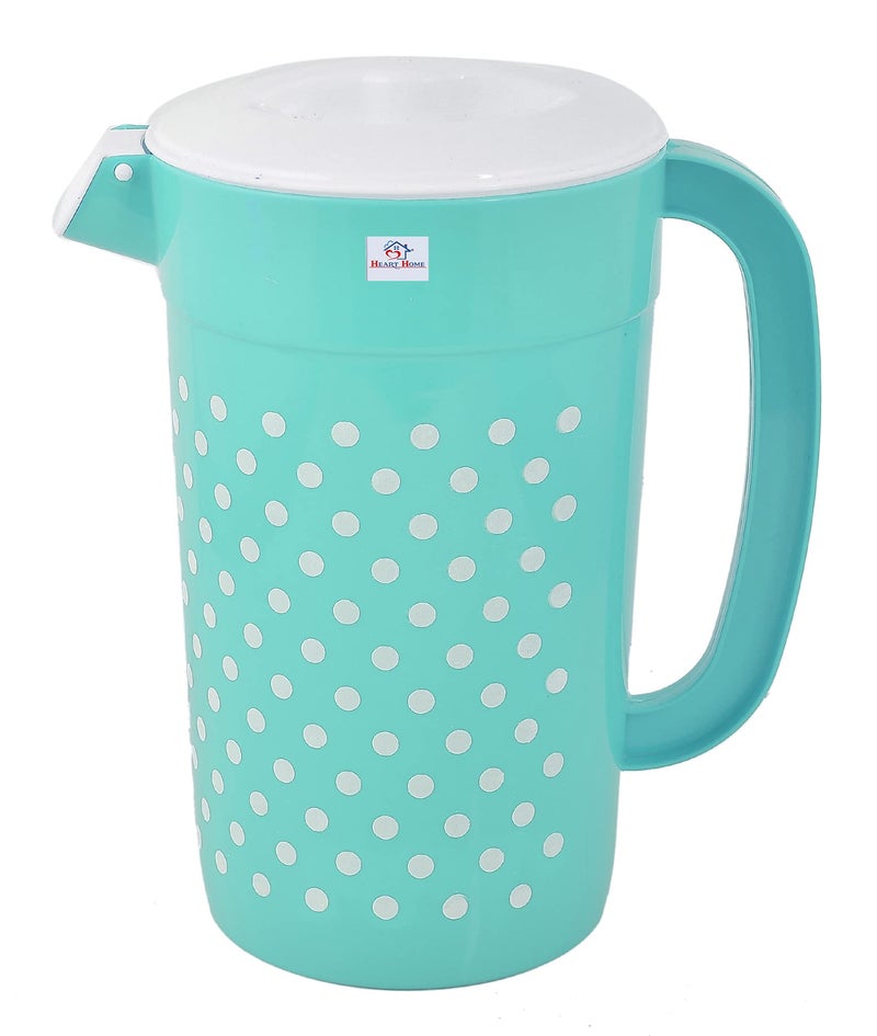 Kuber Industries Heart Home Dot Printed Plastic Water & Juice Jug, Drinking Beverage Jug,with Lid for Daily Uses, 2.4 LTR- Pack of 3 (Green)-HS42KUBMART25218  - Image 4