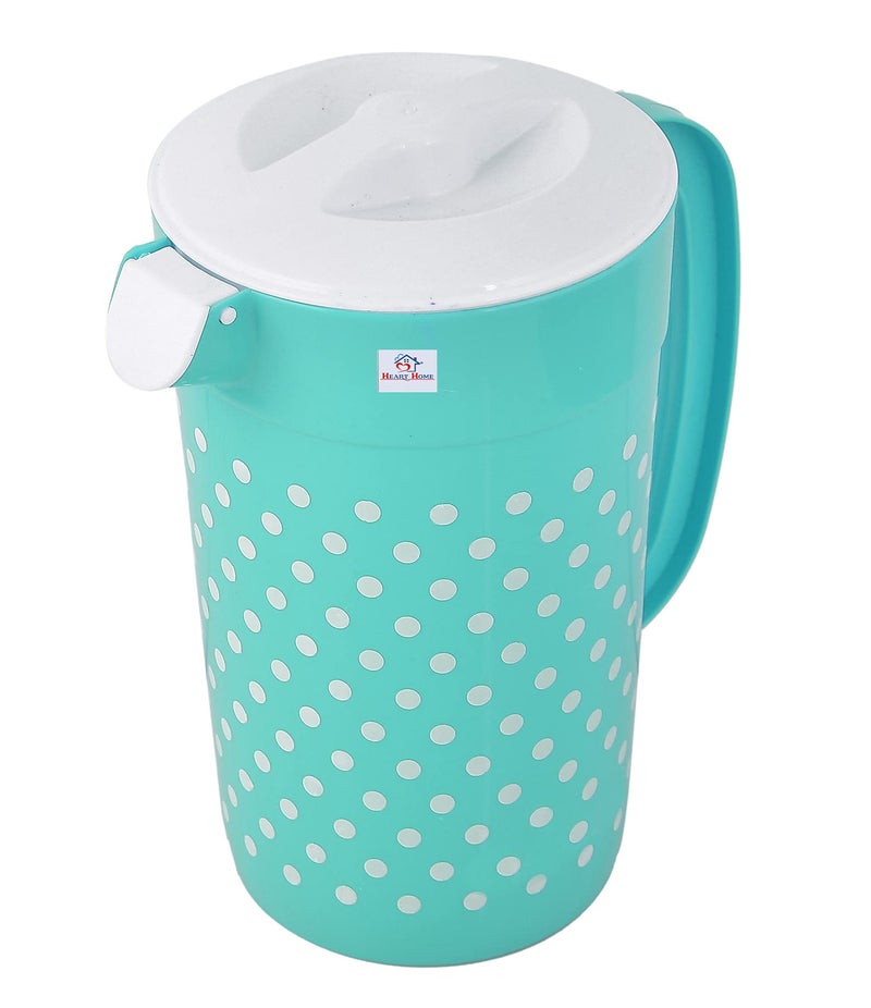 Kuber Industries Heart Home Dot Printed Plastic Water & Juice Jug, Drinking Beverage Jug,with Lid for Daily Uses, 2.4 LTR- Pack of 3 (Green)-HS42KUBMART25218  - Image 2