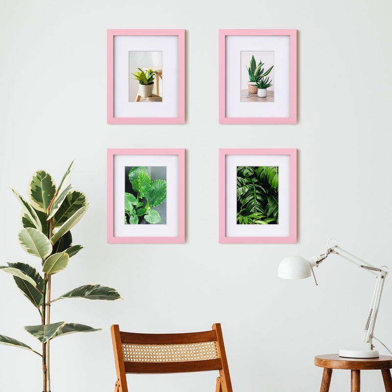 Egofine Egofine 8x10 Picture Frames with Plexiglass  Display Pictures 4x6/5x7 with Mat or 8x10 Without Mat Set of 4 for Tabletop and Wall Mounting  Pink  - Image 5