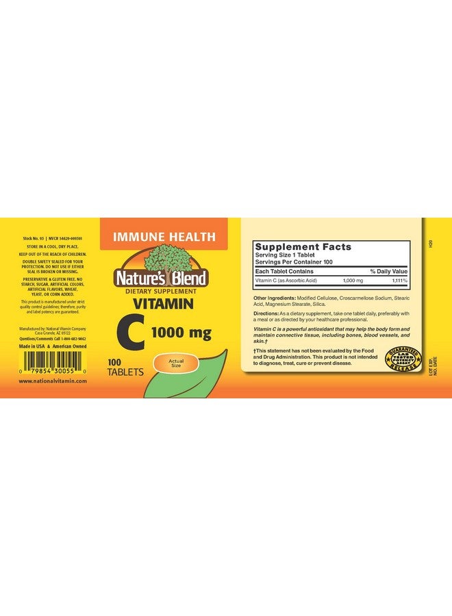 Nature's Blend Vitamin C 1000 mg 100 Tablets - Image 2