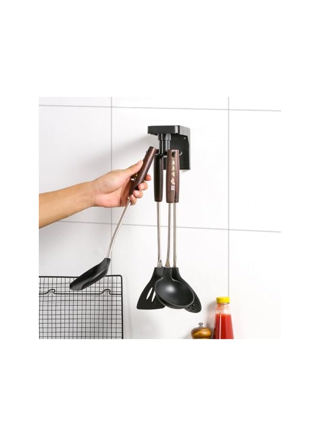 PROMASS promass Multi-Purpose Kitchen Hooks: 360° Rotatable Rack for Organized Storage & Spoon Hanger Accessories-BLACK  - Image 2