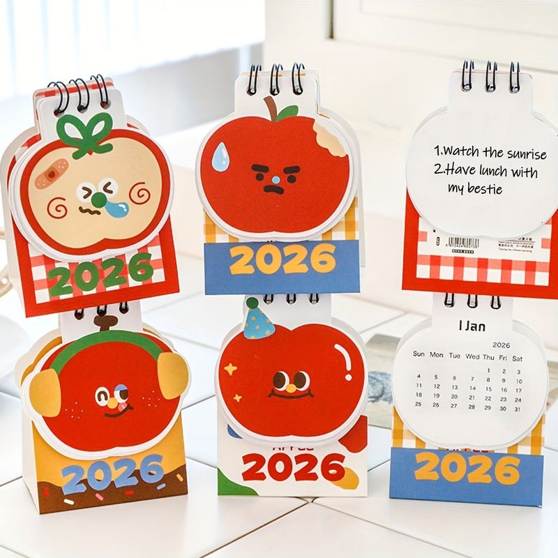 2026 Random Color Mini Cute Apple Desktop Calendar Ornament for Daily Reminders Christmas Gift - Image 2