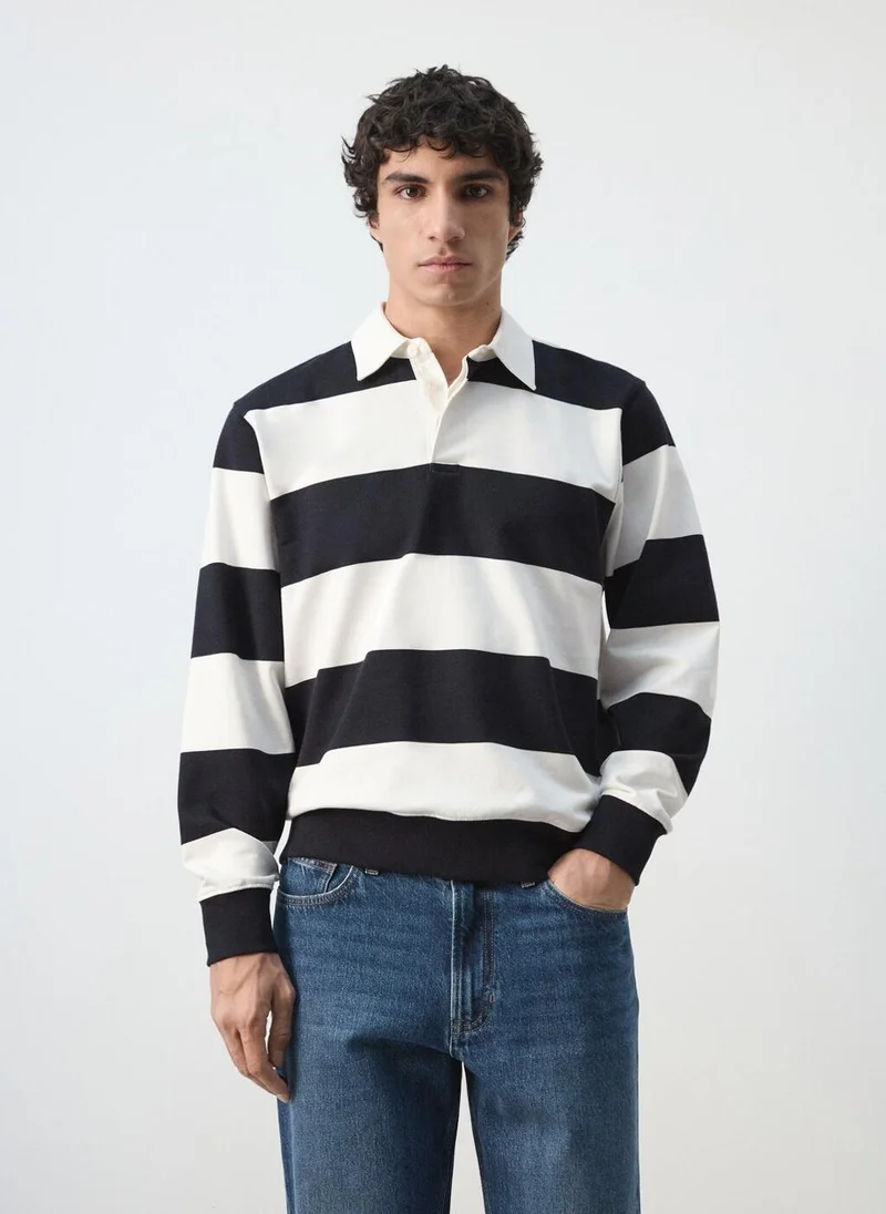 مانجو مان Striped polo sweatshirt in 100% cotton