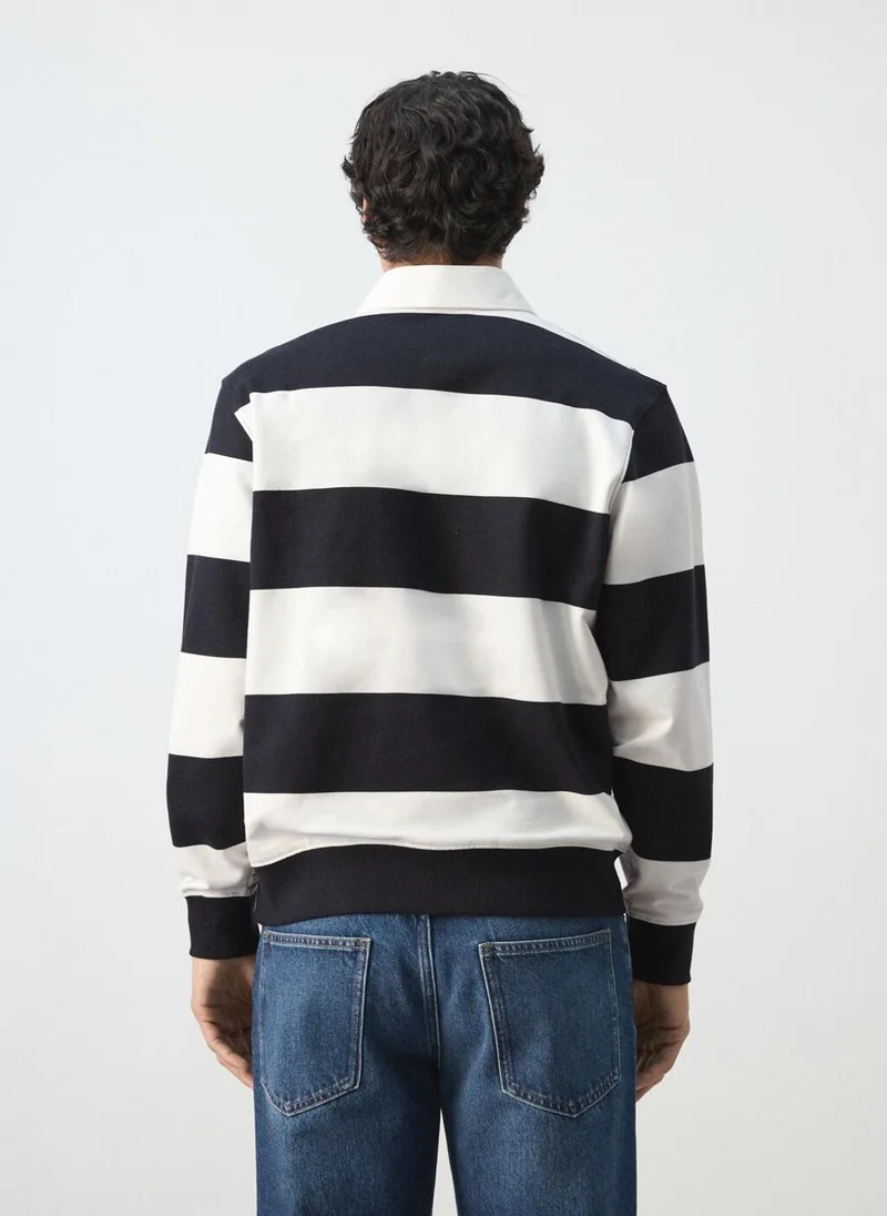مانجو مان Striped polo sweatshirt in 100% cotton