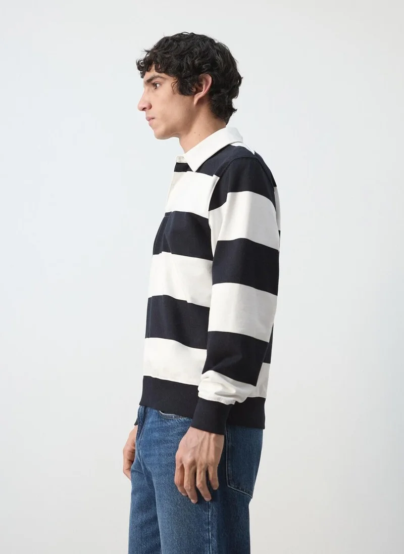 Mango Man  Striped polo sweatshirt in 100% cotton for Men | Best Price UAE