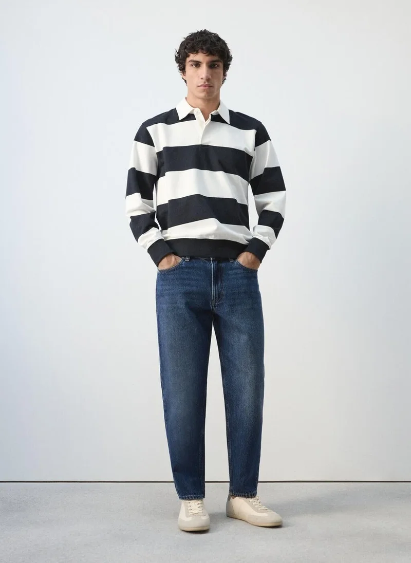 Mango Man  Striped polo sweatshirt in 100% cotton for Men | Best Price UAE