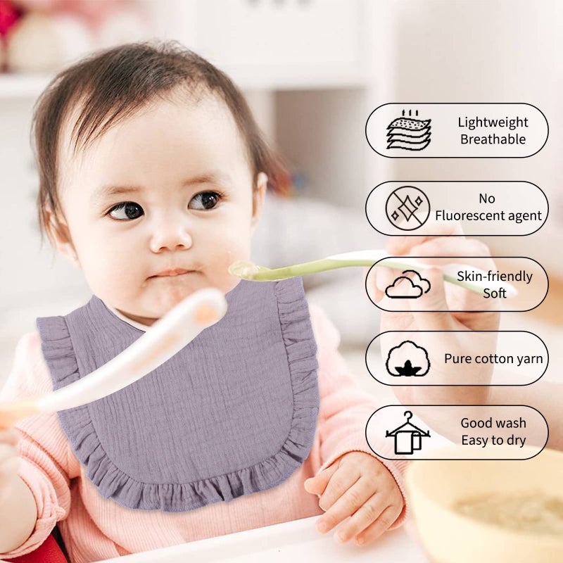 MUSBUY Baby Bibs Muslin Drool Teeth Drooling Teething Bibs 4-Layer 100% Cotton for Boys Girls Absorbent Soft Breathable - Image 3