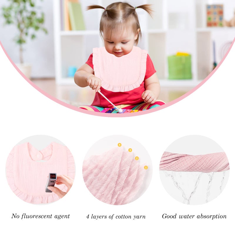 MUSBUY Baby Bibs Muslin Drool Teeth Drooling Teething Bibs 4-Layer 100% Cotton for Boys Girls Absorbent Soft Breathable - Image 4